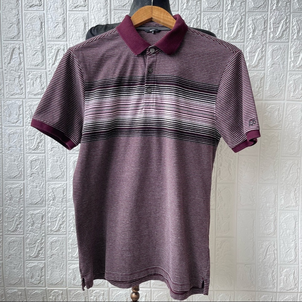 DKNY Stripped Short Sleeves Polo Size M